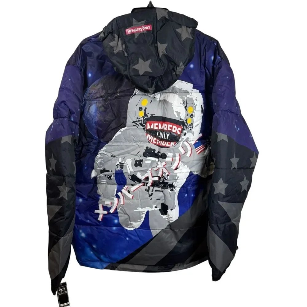 NWT Members Only Midnight Blue & Black Astronaut Puffer Jacket Size XL